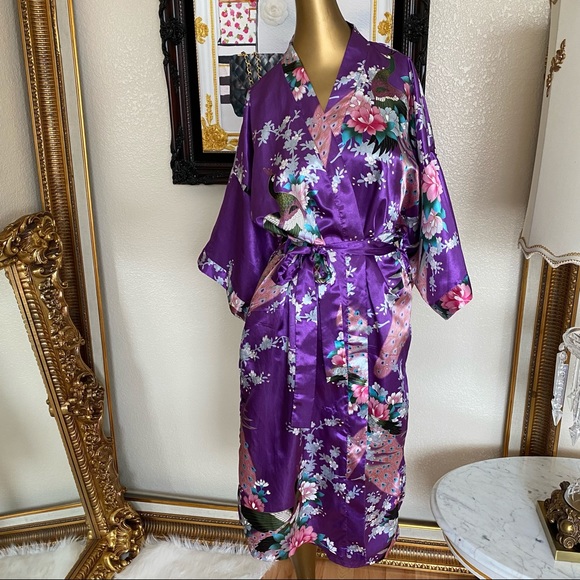 Sam Well Peacock & Glowers Kimono Style Robe - Picture 2 of 11